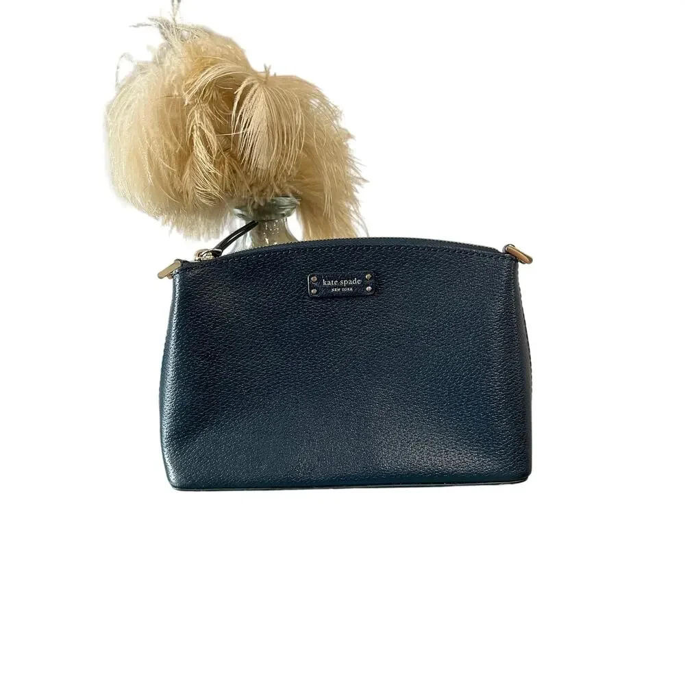 Kate Spade Jeanne Petrol Blue Mini Crossbody Bag Pebbled Leather * Missing Strap